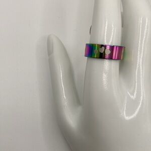 New Rainbow Hearts Stainless Steel Band Ring Size 9 (MM 19) Gift Boxed